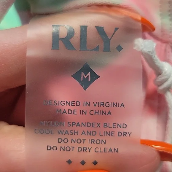 RLY Active Brooklyn Pocket Sports Bra. Size Medium. Pink and Green Tye Dye - Picture 4 of 4